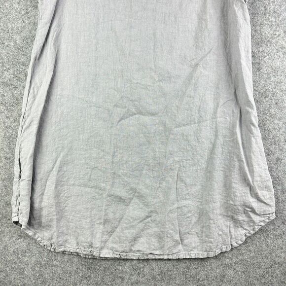 FLAX Linen Tunic Top Womens Small Gray Pockets Lagenlook Quiet Luxury Coastal - Picture 5 of 12